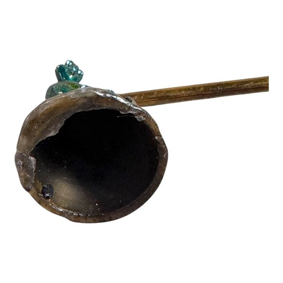 Vintage Cloisonne Peacock Metal Candle Snuffer Long Handle & Decorative Design - Picture 7 of 9